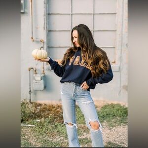 Navy Plaid Graphic Sweatshirt